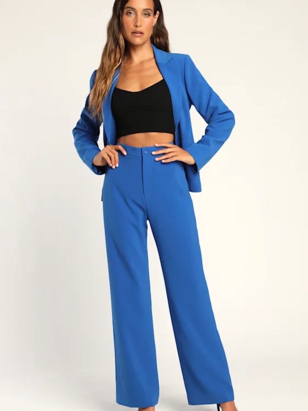 Lulu's Cobalt Blue Wide-Leg High-Rise Pants